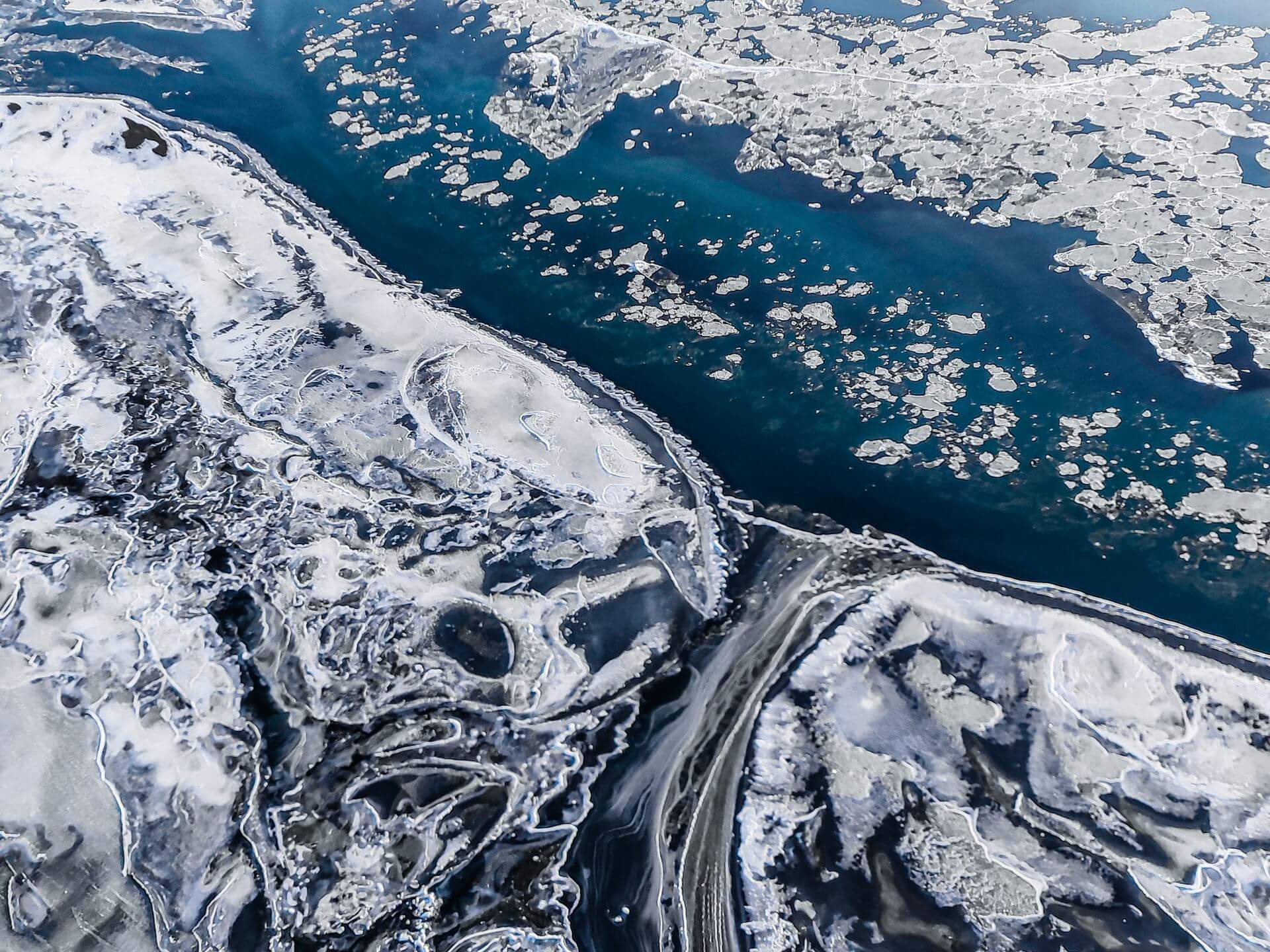 Aerial Photography of Glacial Rivers in Iceland in Winter by Jan Erik Waider
