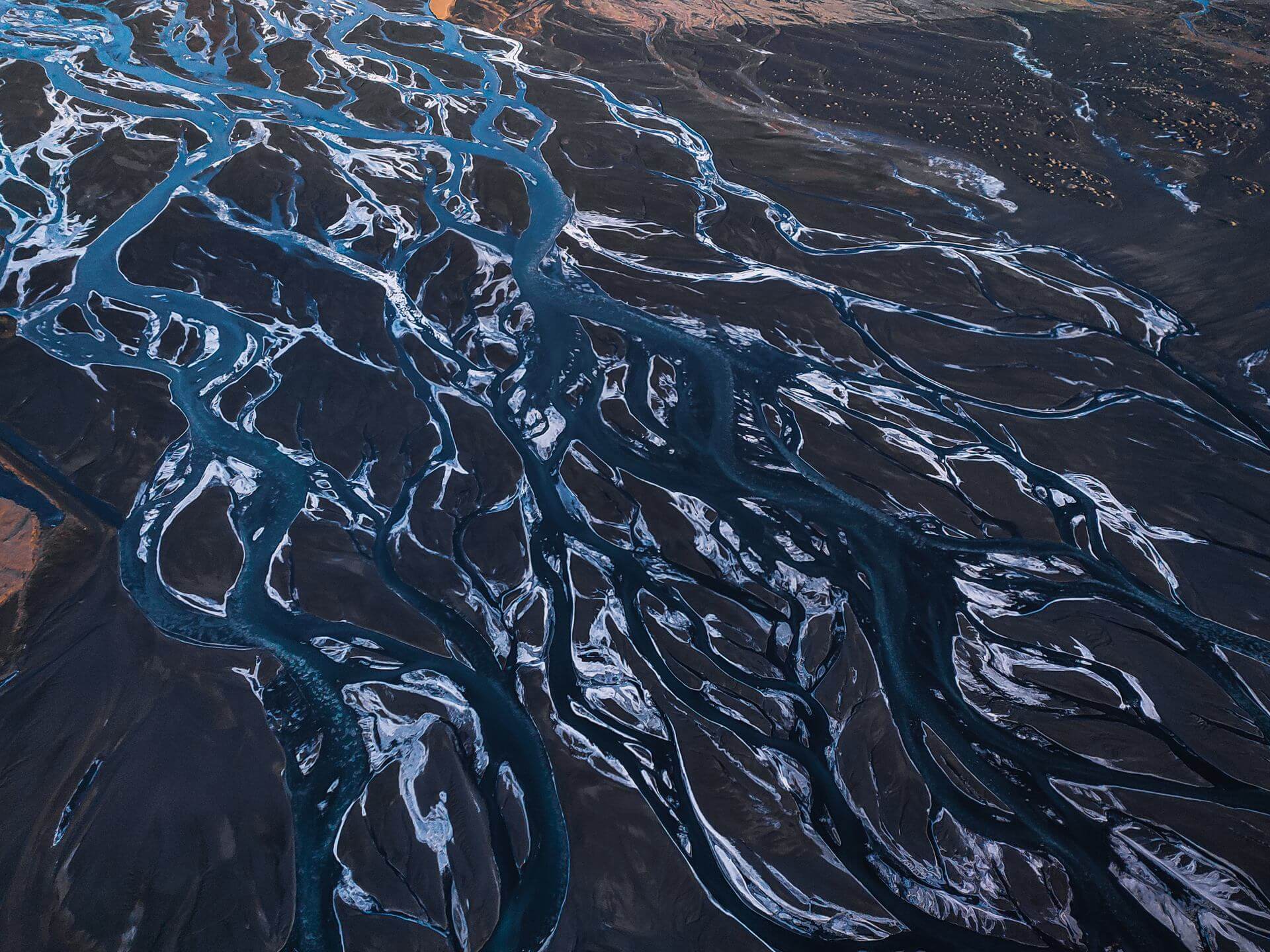 Aerial Photography of Glacial Rivers in Iceland in Winter by Jan Erik Waider
