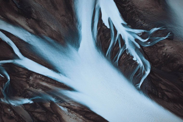 Aerial Photo of Abstract River Landscape