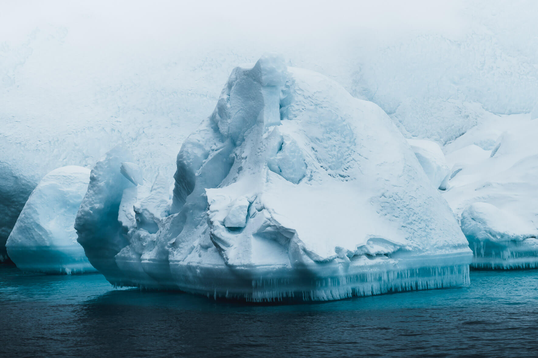 Icicles on iceberg in Greenland