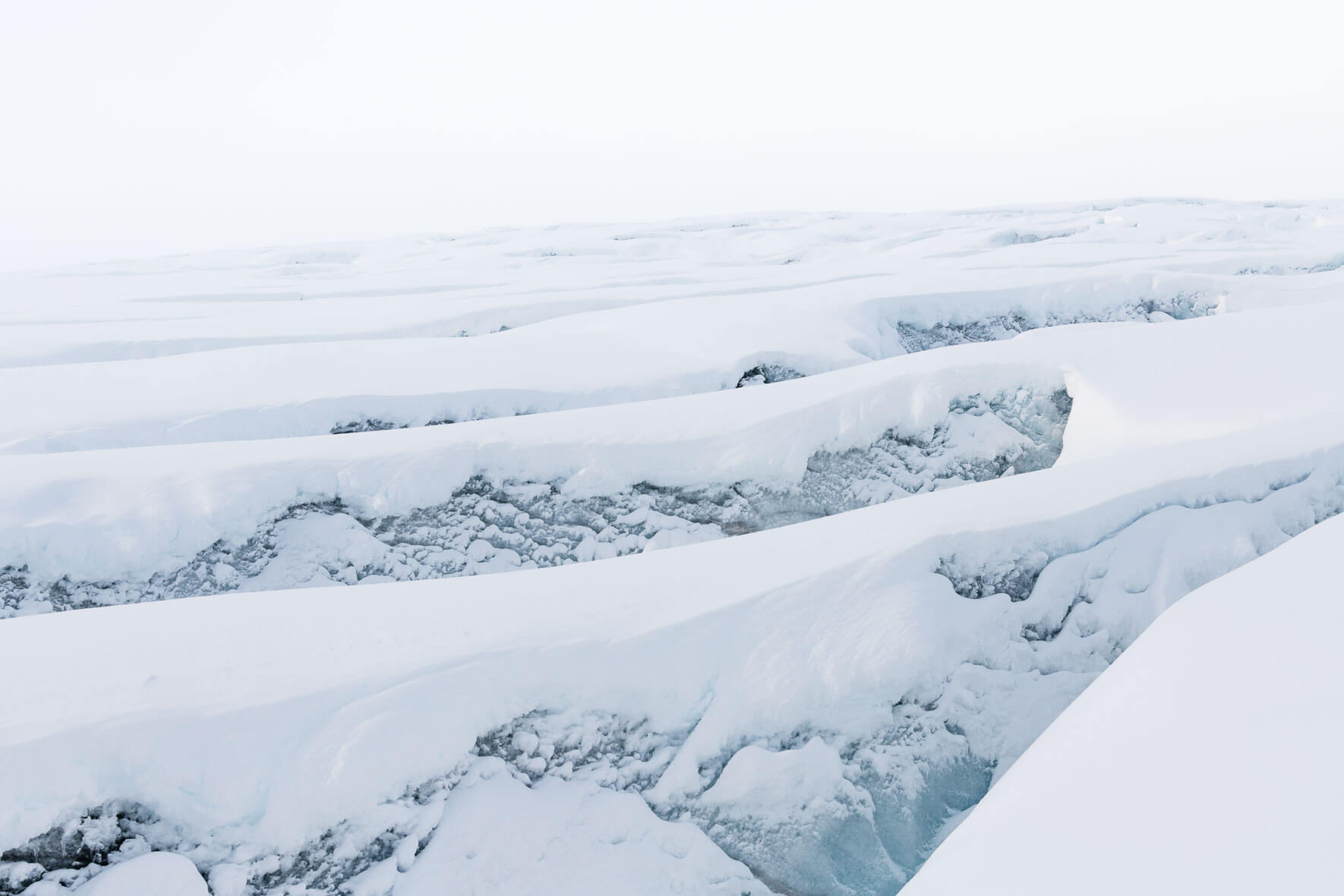 Austdalsbreen glacier in winter with snow