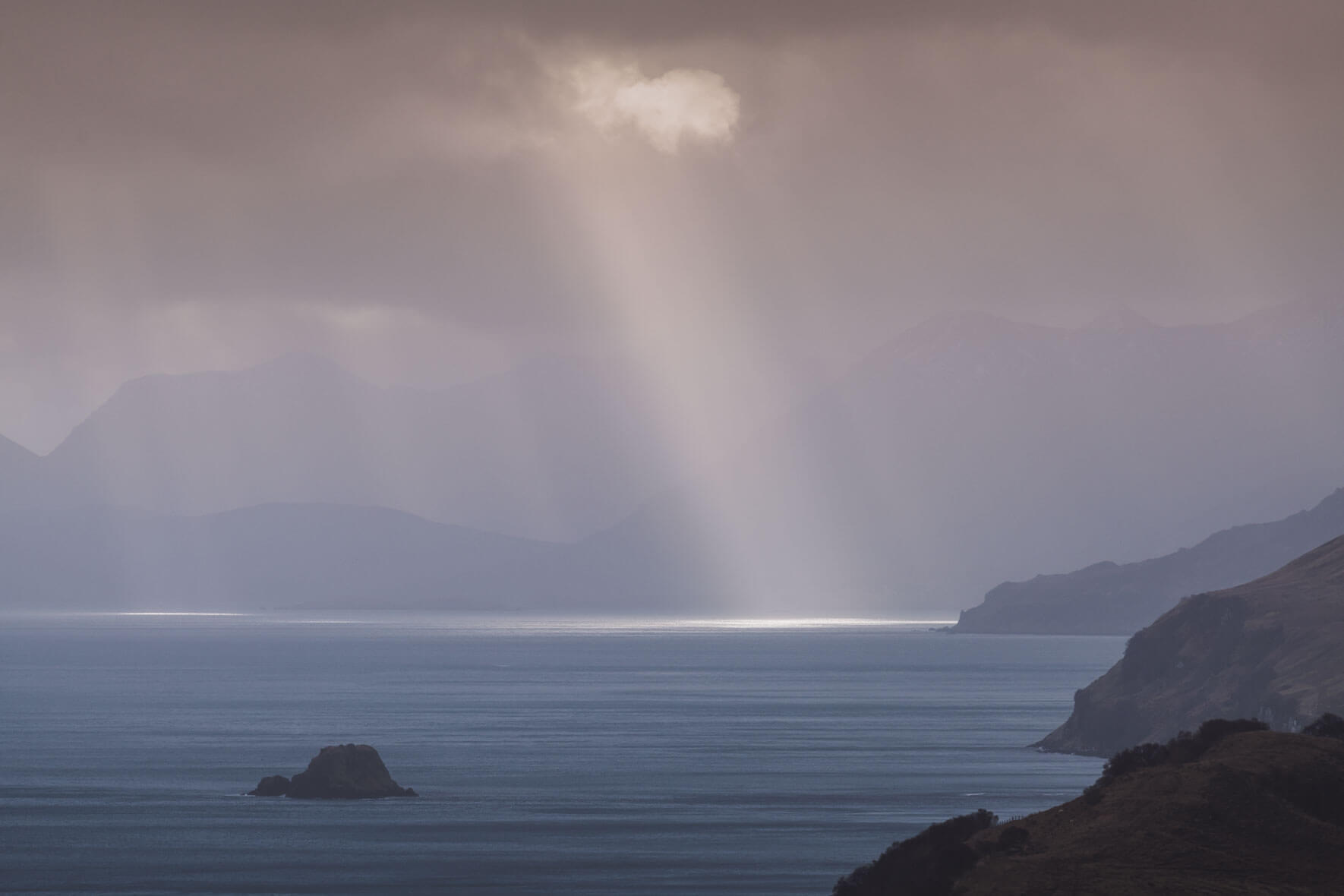 Sunbeams over the Isle of Skye in Scotland