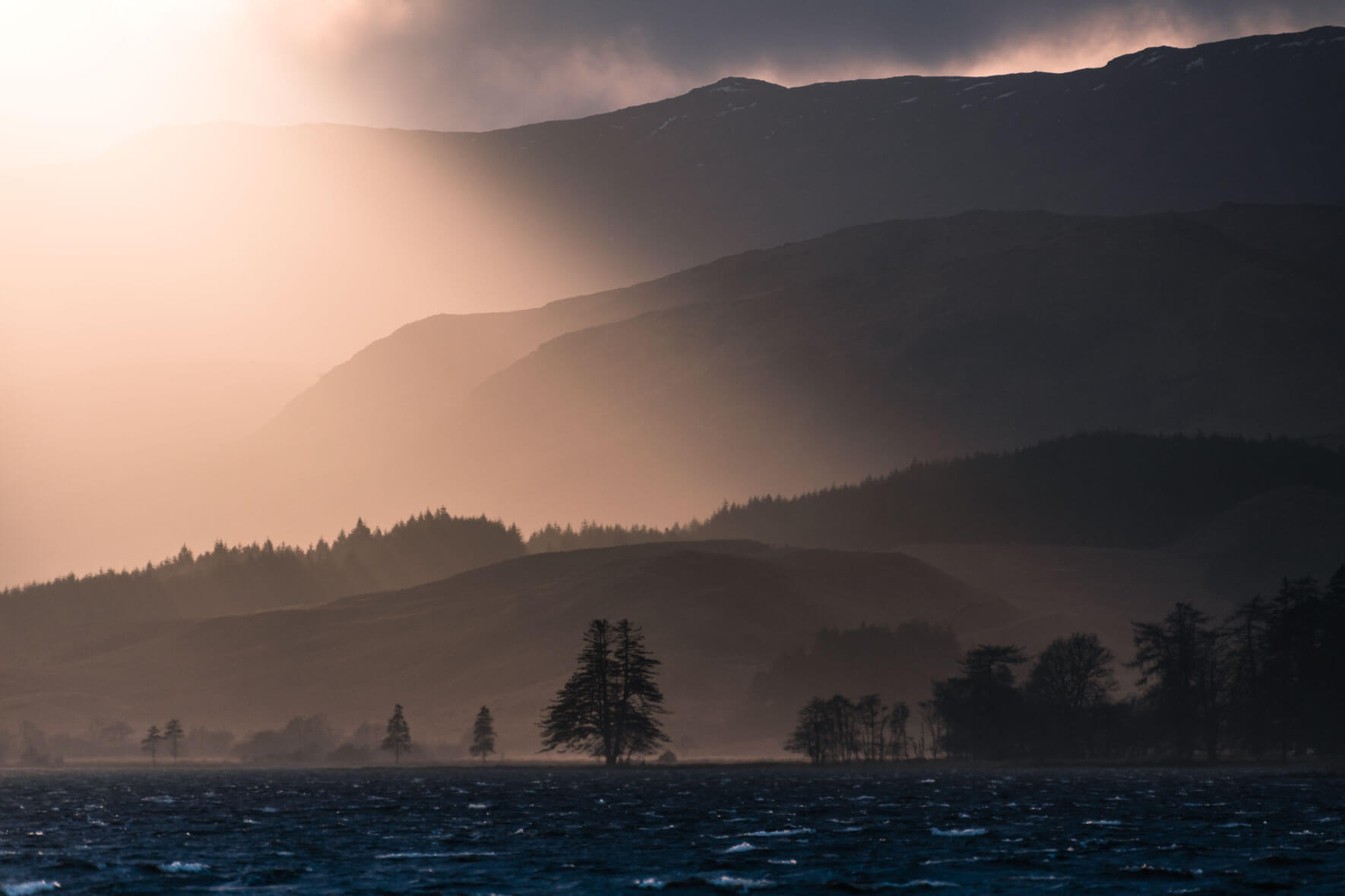 Warm evening light over Loch Tulla in Scotland by Northlandscapes