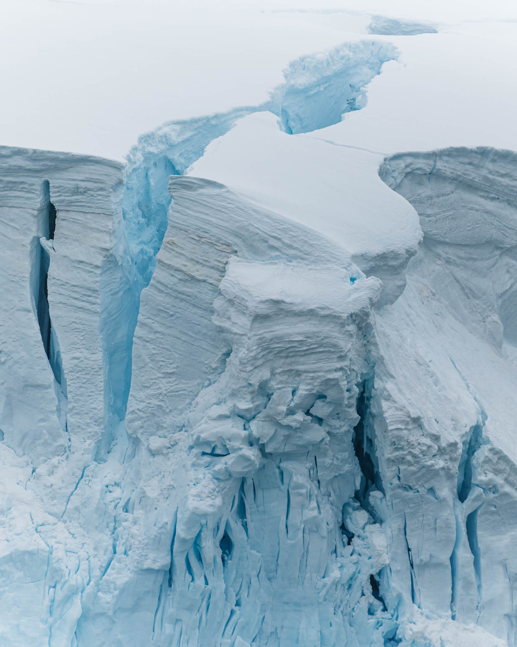 Glacier ice with cracks