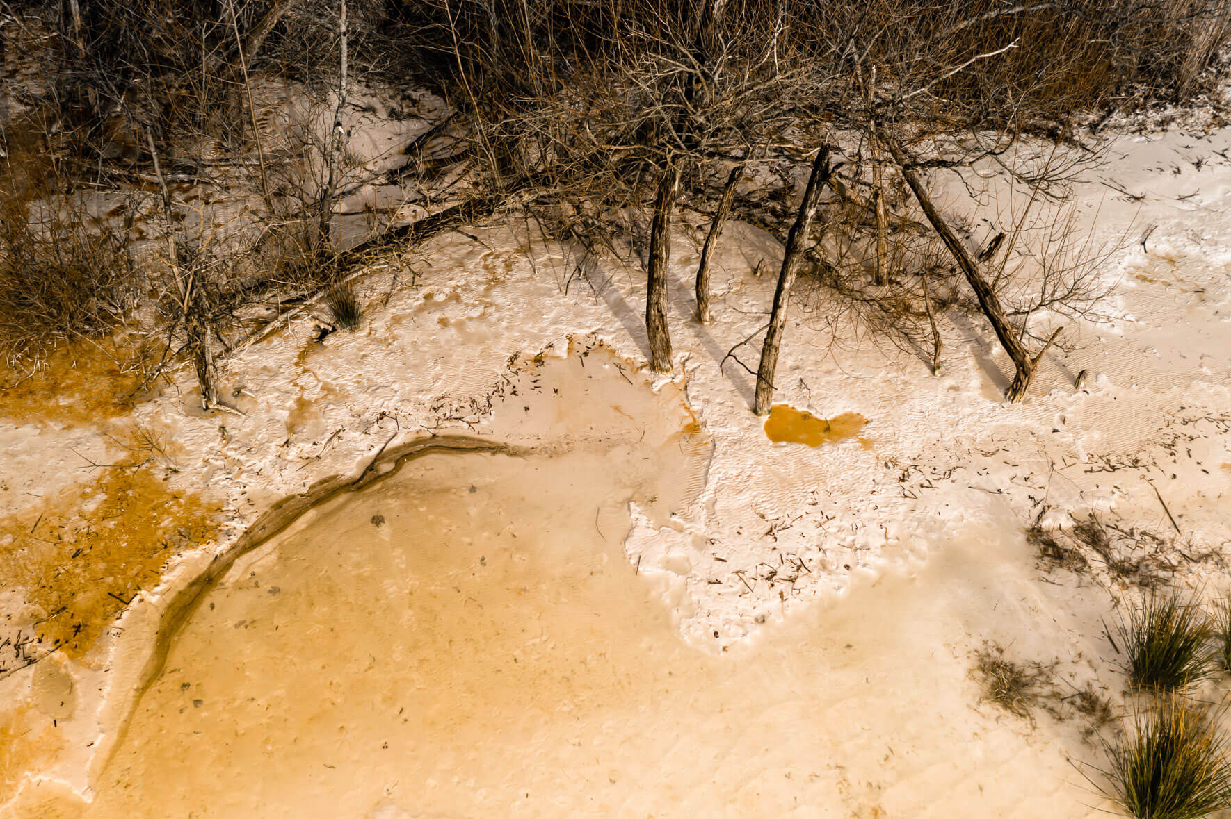 Lake with chalk mud and water