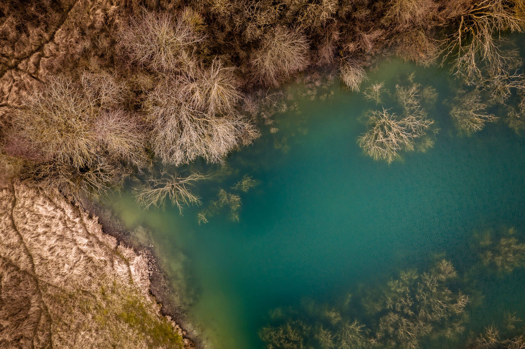 Turquoise colored lake