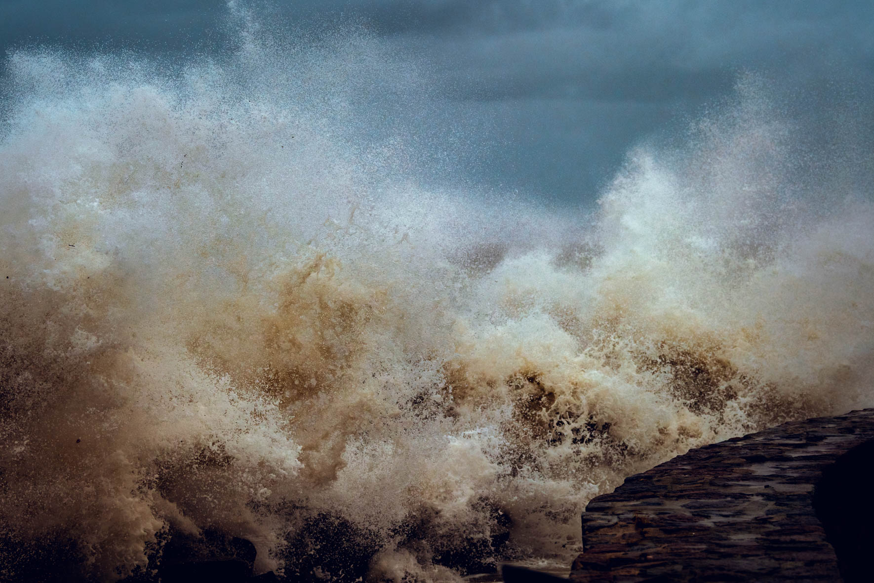 Crashing waves during a winter storm in the Baltic sea coast
