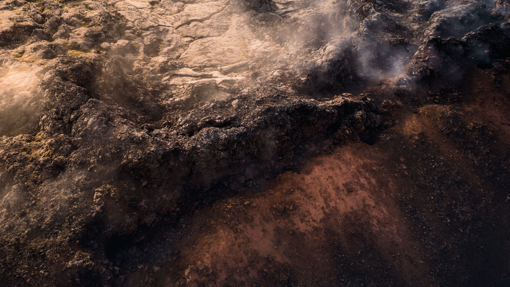 Steam Coming out of Krafla Lava Field in Iceland
