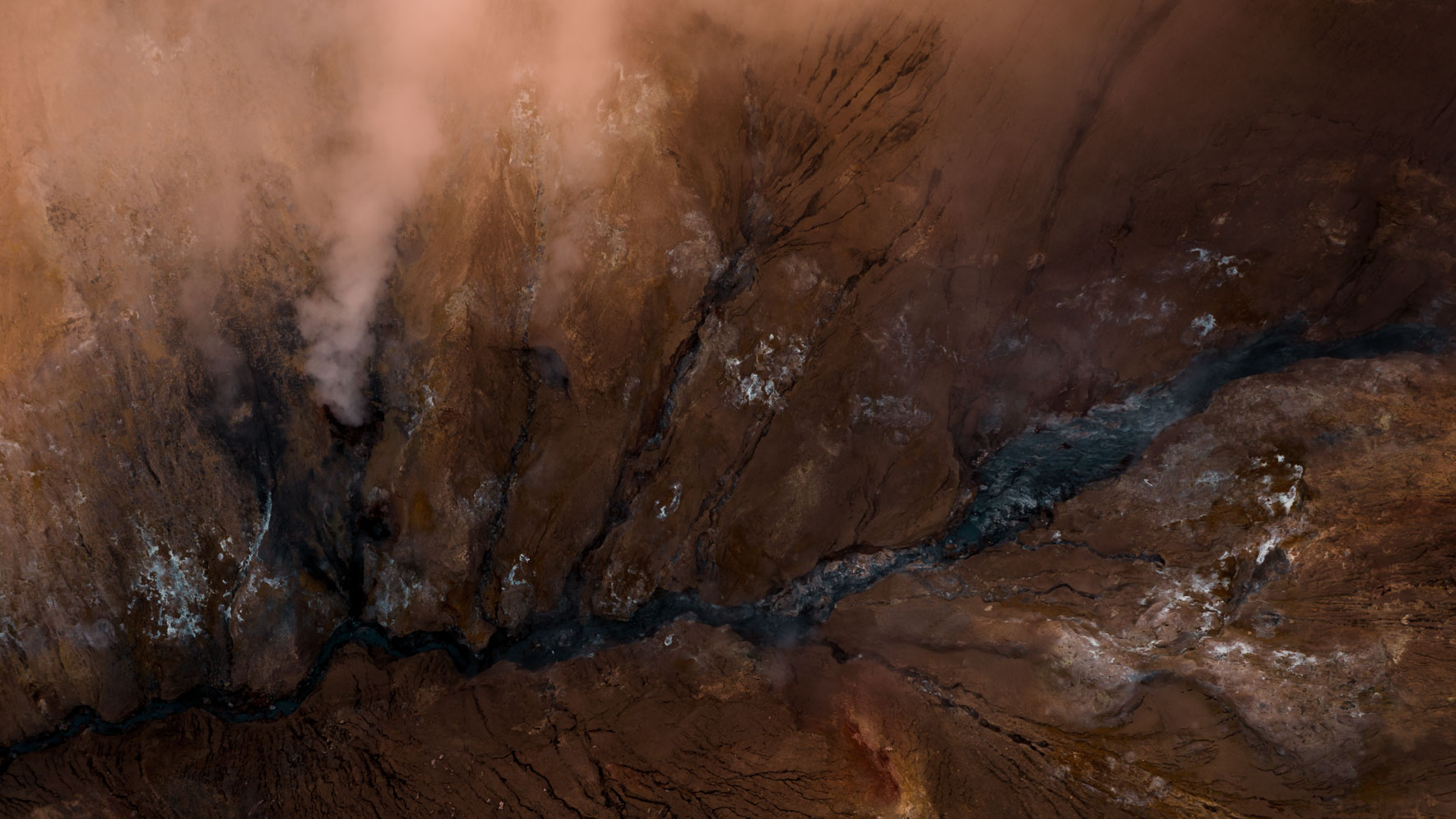 Aerial Photography of Námafjall Geothermal Field in Iceland
