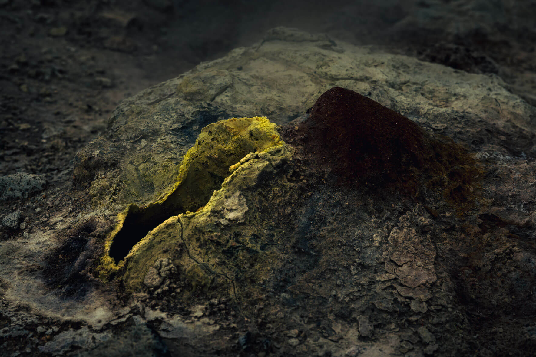 Sulphur Rock Formations at Námafjall Geothermal Area in Iceland