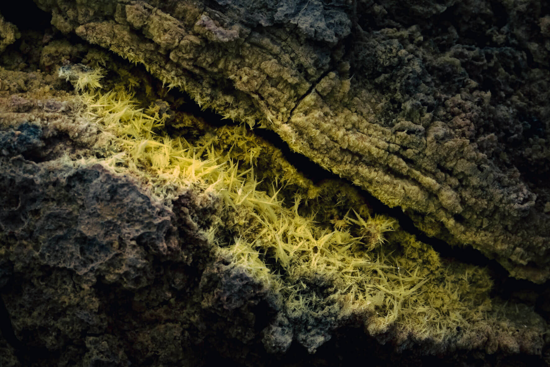 Abstract Sulphur Rocks at Námafjall Geothermal near Lake Myvatn in Iceland