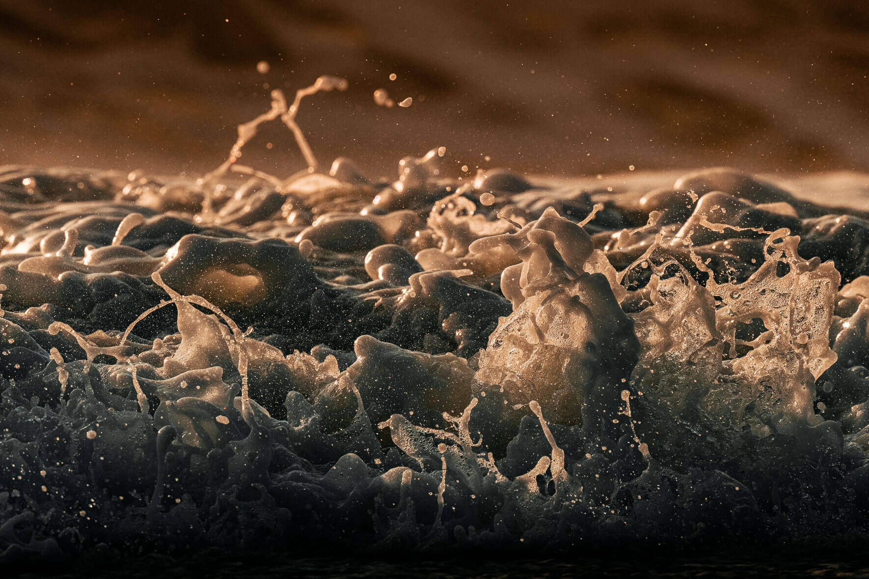 Close-ups of Splashing Waves shot with a Telephoto Lens