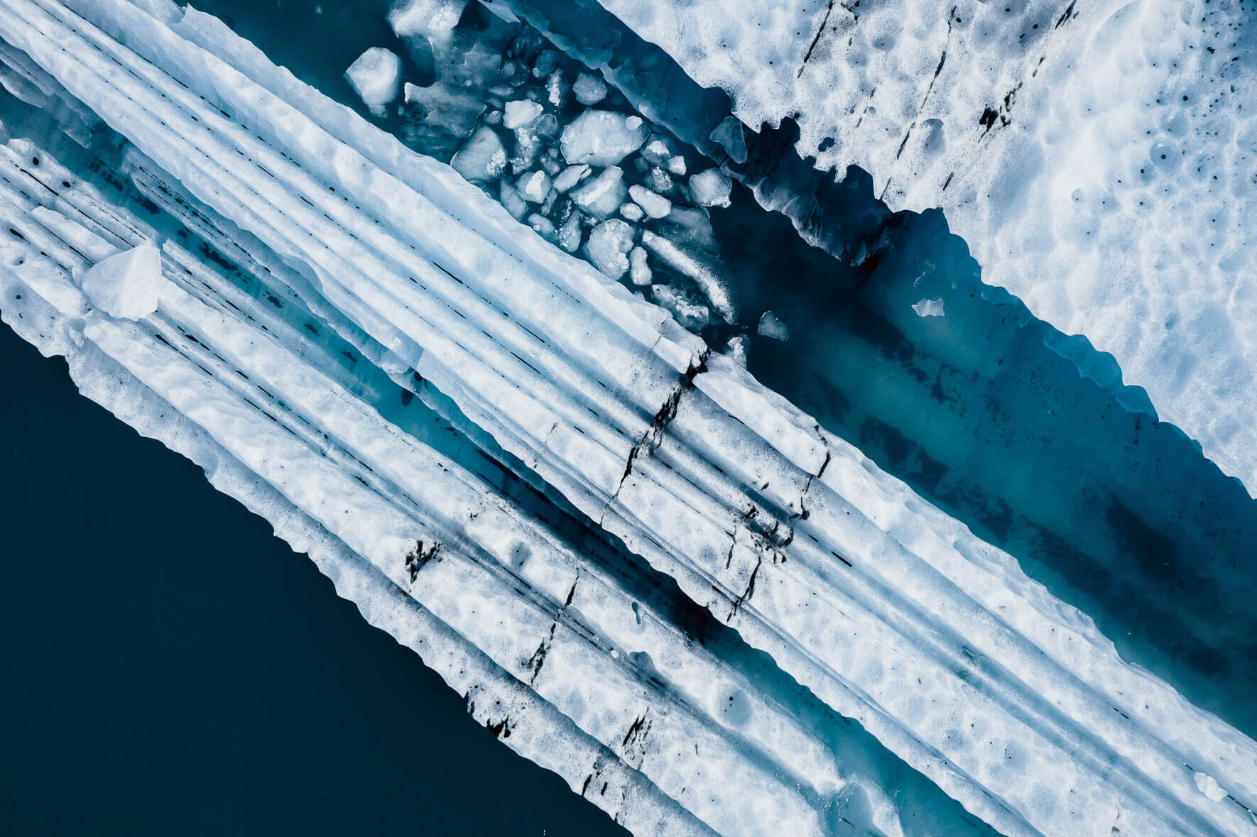 Iceberg with abstract patterns in a glacier lagoon in Iceland