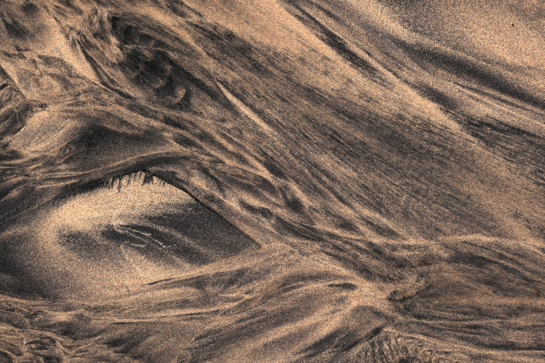 Aerial photograph of wave like textures in the sand in the Westfjords of Iceland