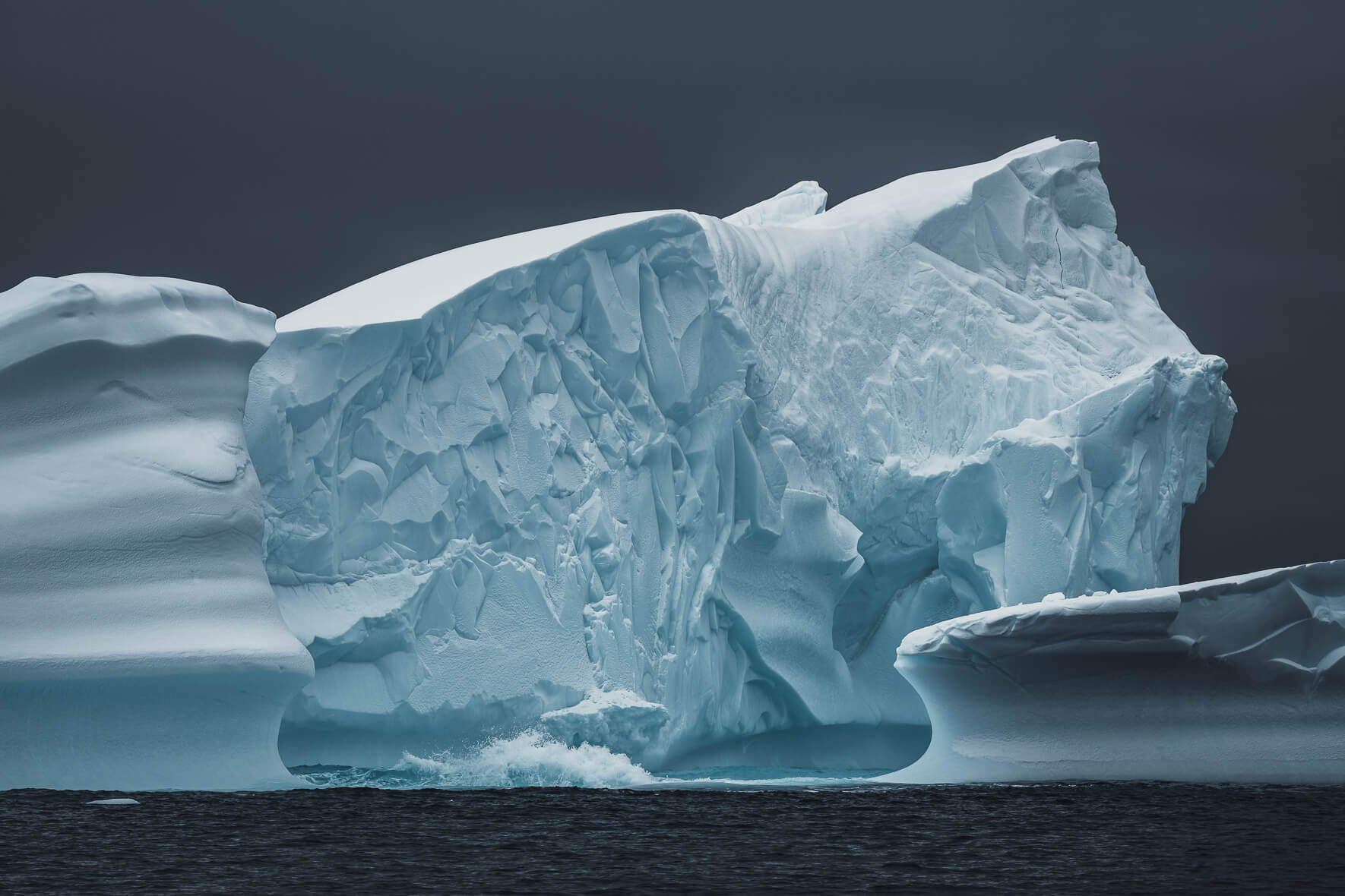 Abstract textures of an iceberg in the Gerlache Strait in Antarctica during gloomy weather