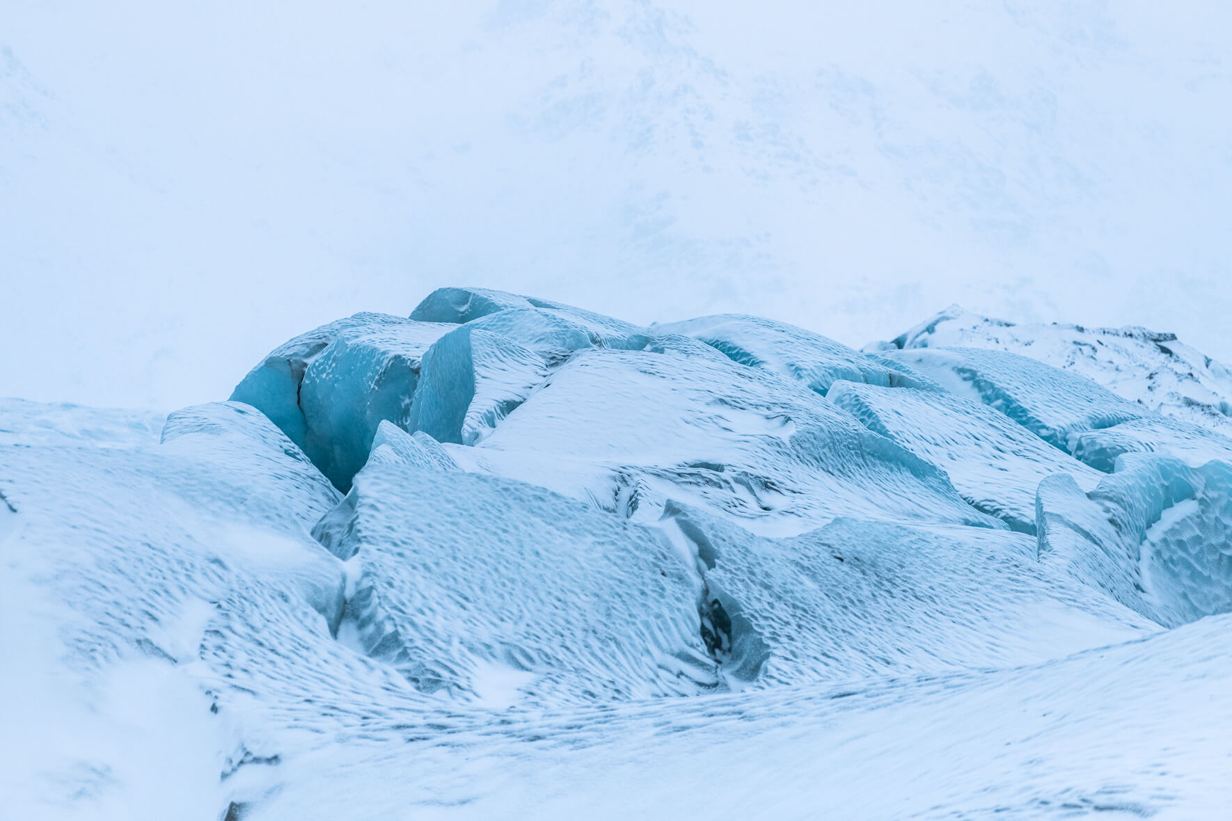 Winter landscape with Svínafellsjökull glacier in Iceland, covered with fresh snow
