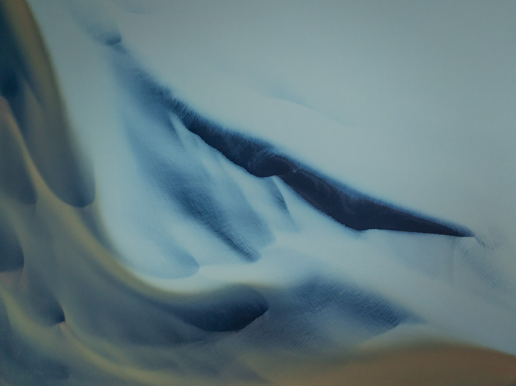 Aerial abstraction of Iceland’s Þjórsá River where glacial water forms intricate textures