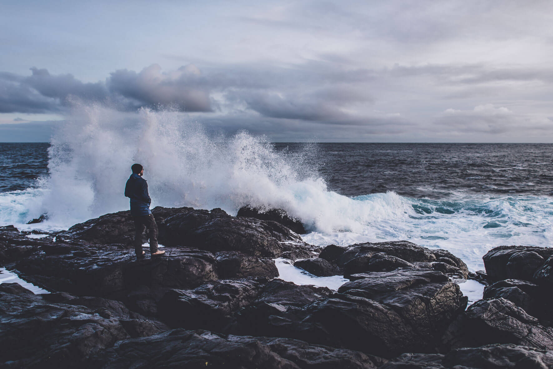 Waves on the coast of Suðuroy on the Faroe Islands