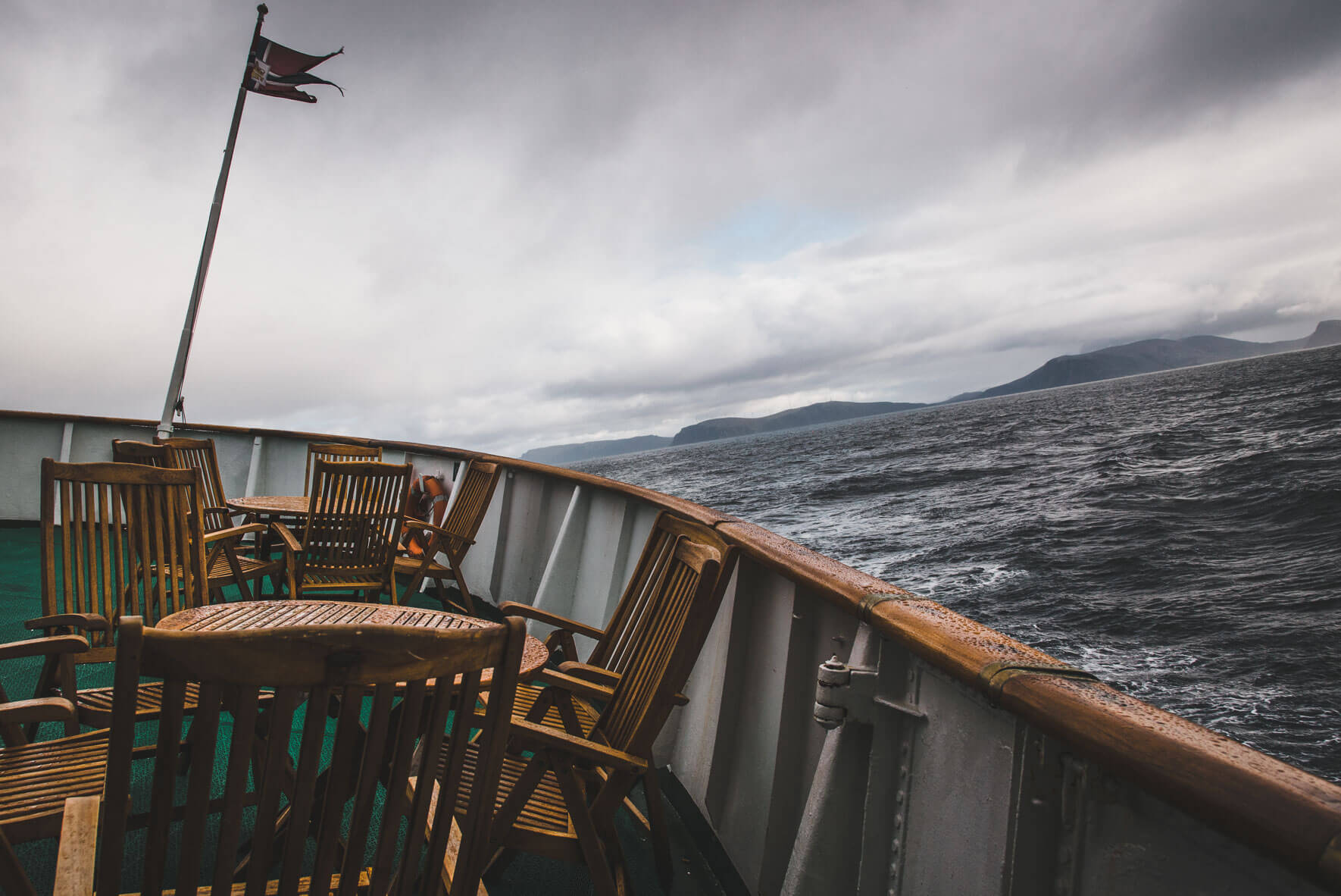 MS Lofoten passenger and cargo ship in stormy weather