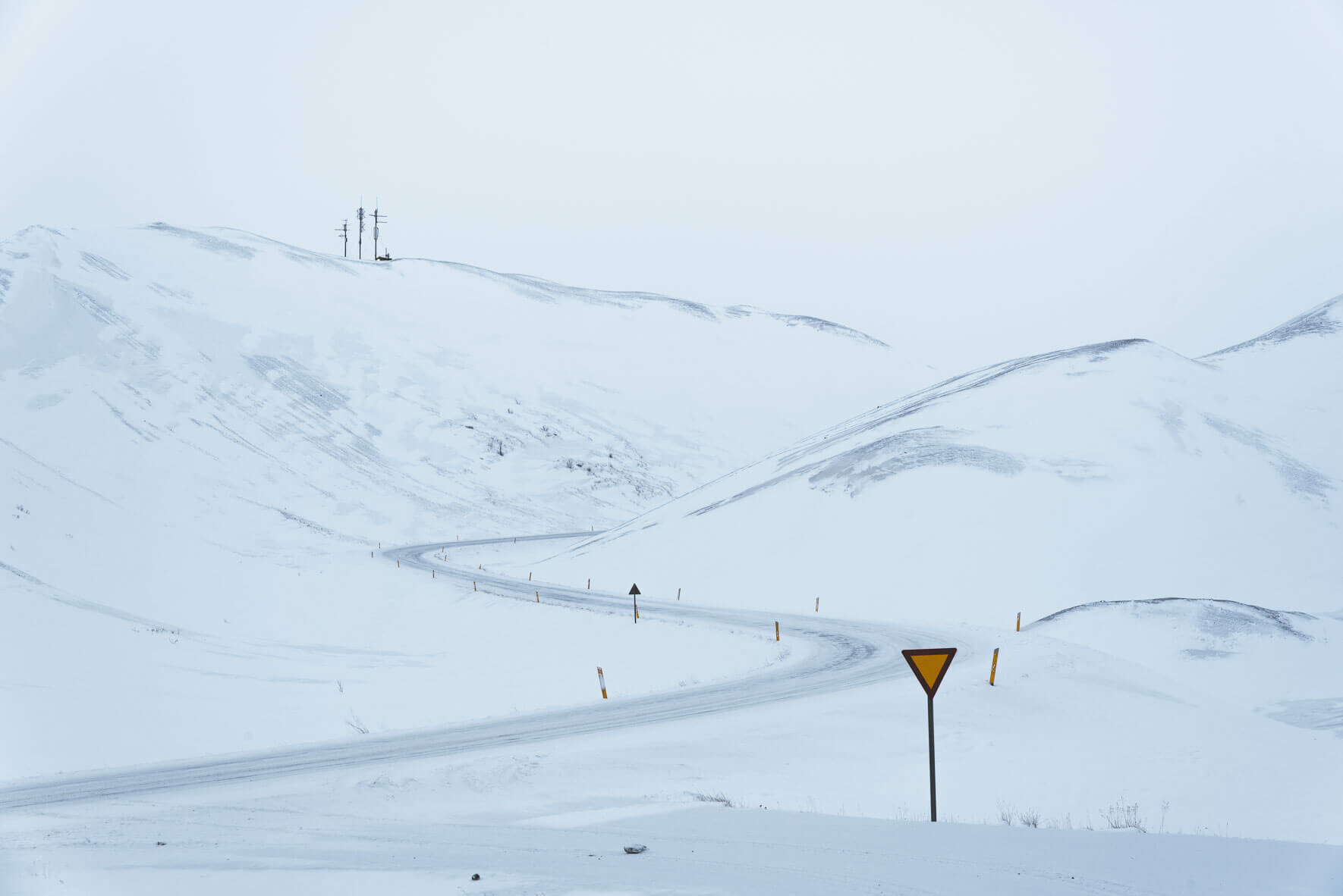 Road over Námafjall Mountain near lake Mývatn in Iceland
