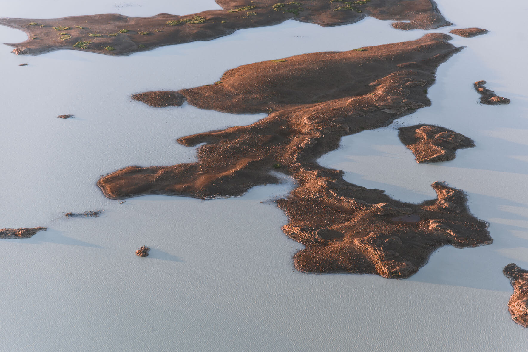 Sandvatn lake in Iceland seen from a Cessna 207 plane