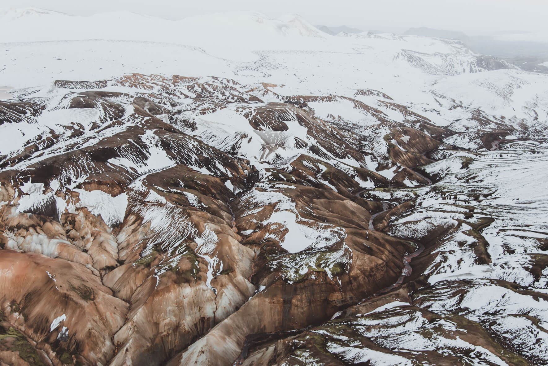 Snowy mountains of Landmannalaugar in Iceland