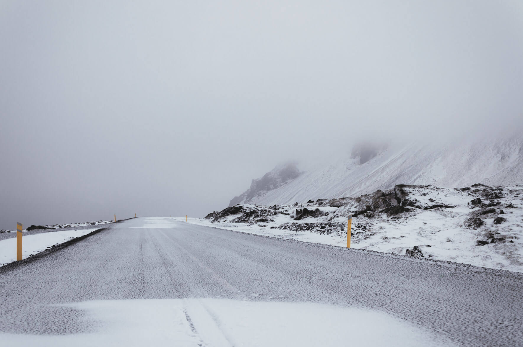 Winter road on the Snæfellsnes peninsula in Iceland