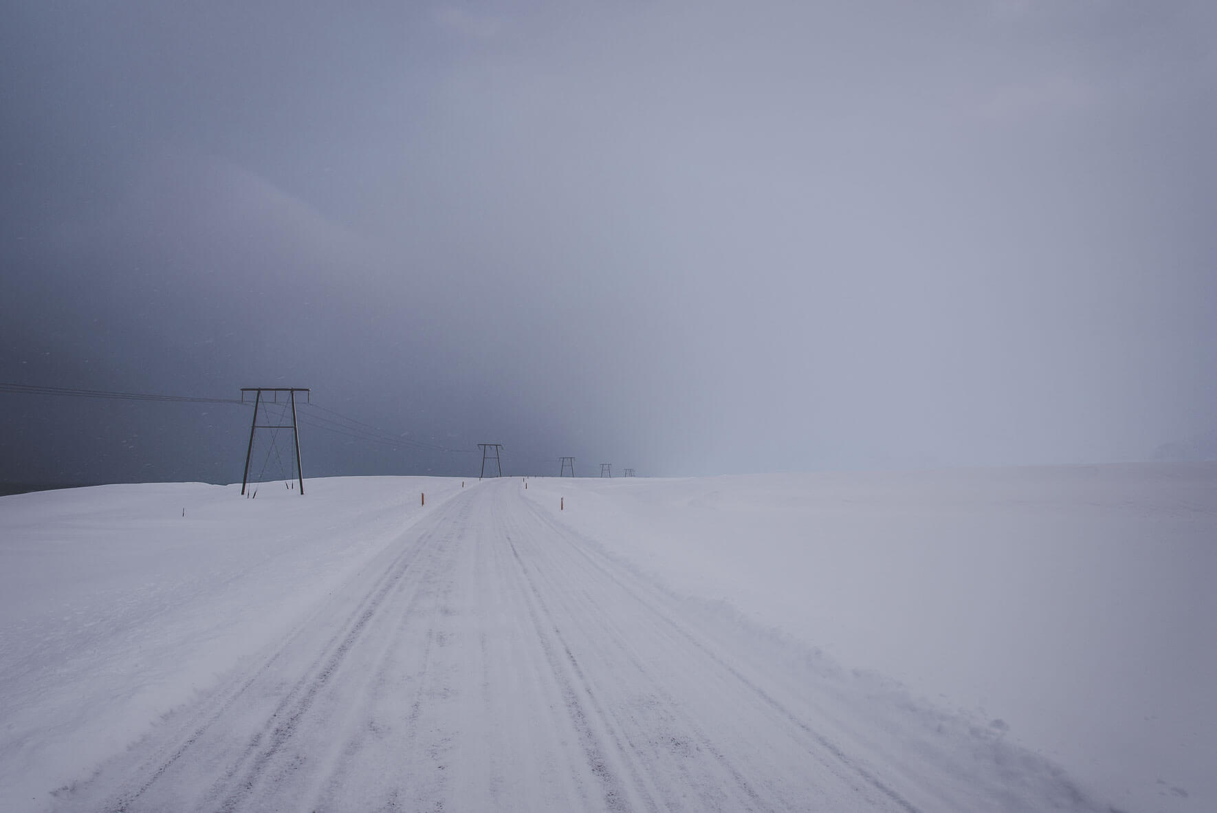 Snowy road in Iceland