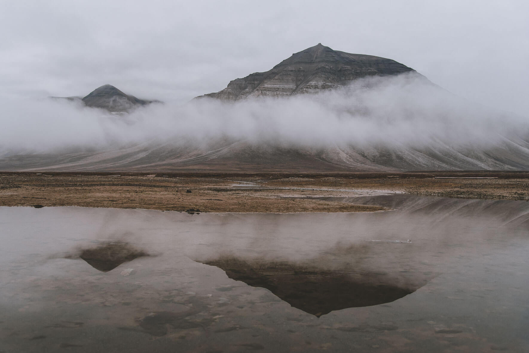 Foggy mountains on Svalbard (Spitsbergen)
