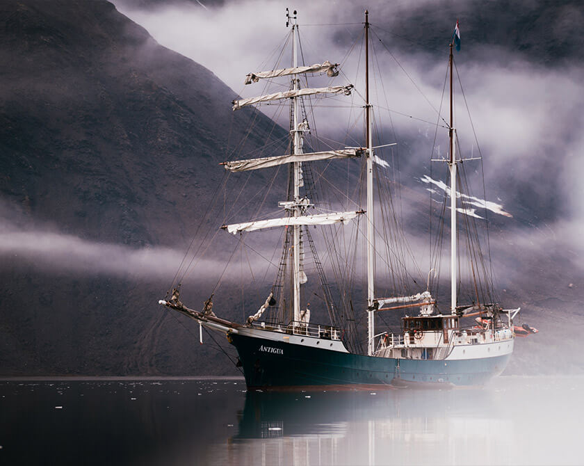 Tall-ship SV Antigua along the west coast of Svalbard (Norway)