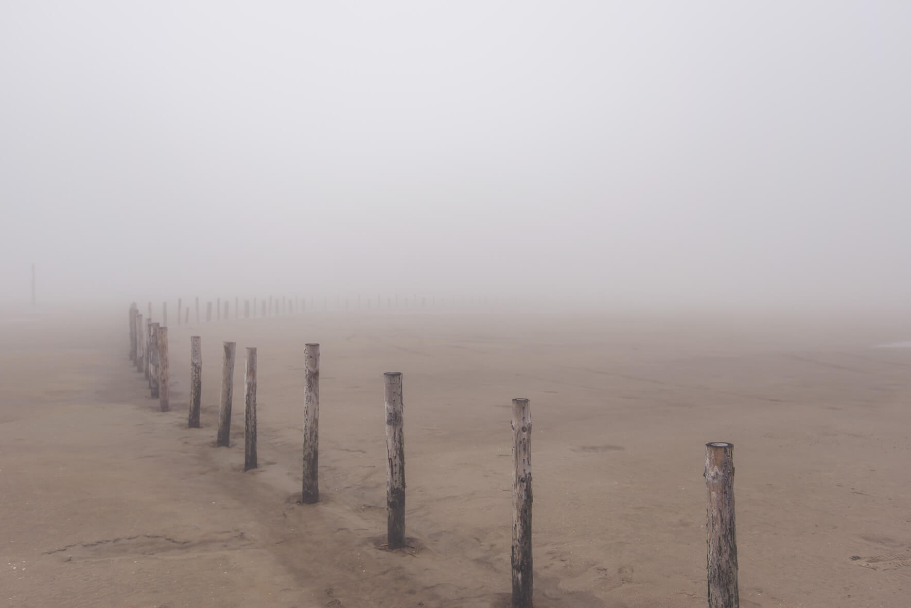 Coastal fog over the beach of Sankt Peter-Ording
