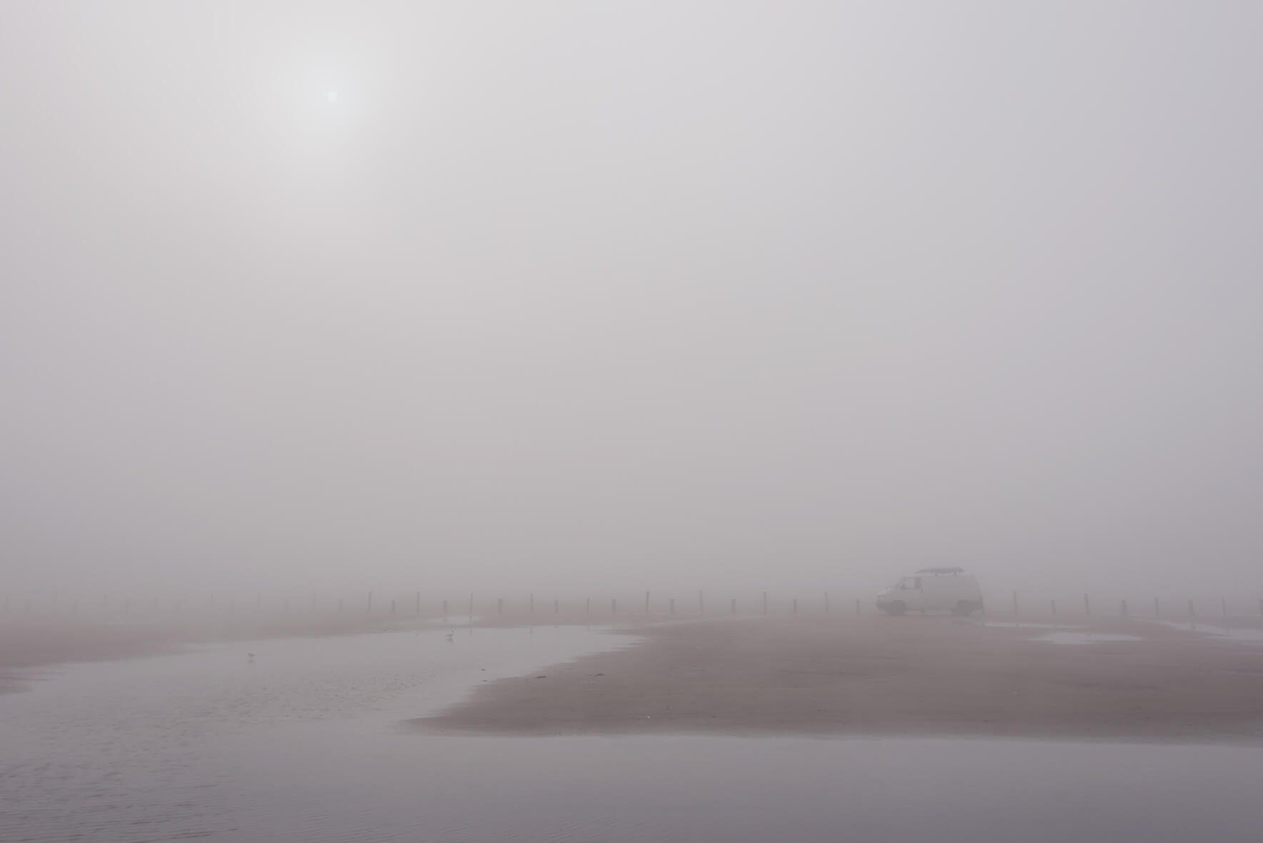 Camper van on the beach of Sankt Peter-Ording in Germany