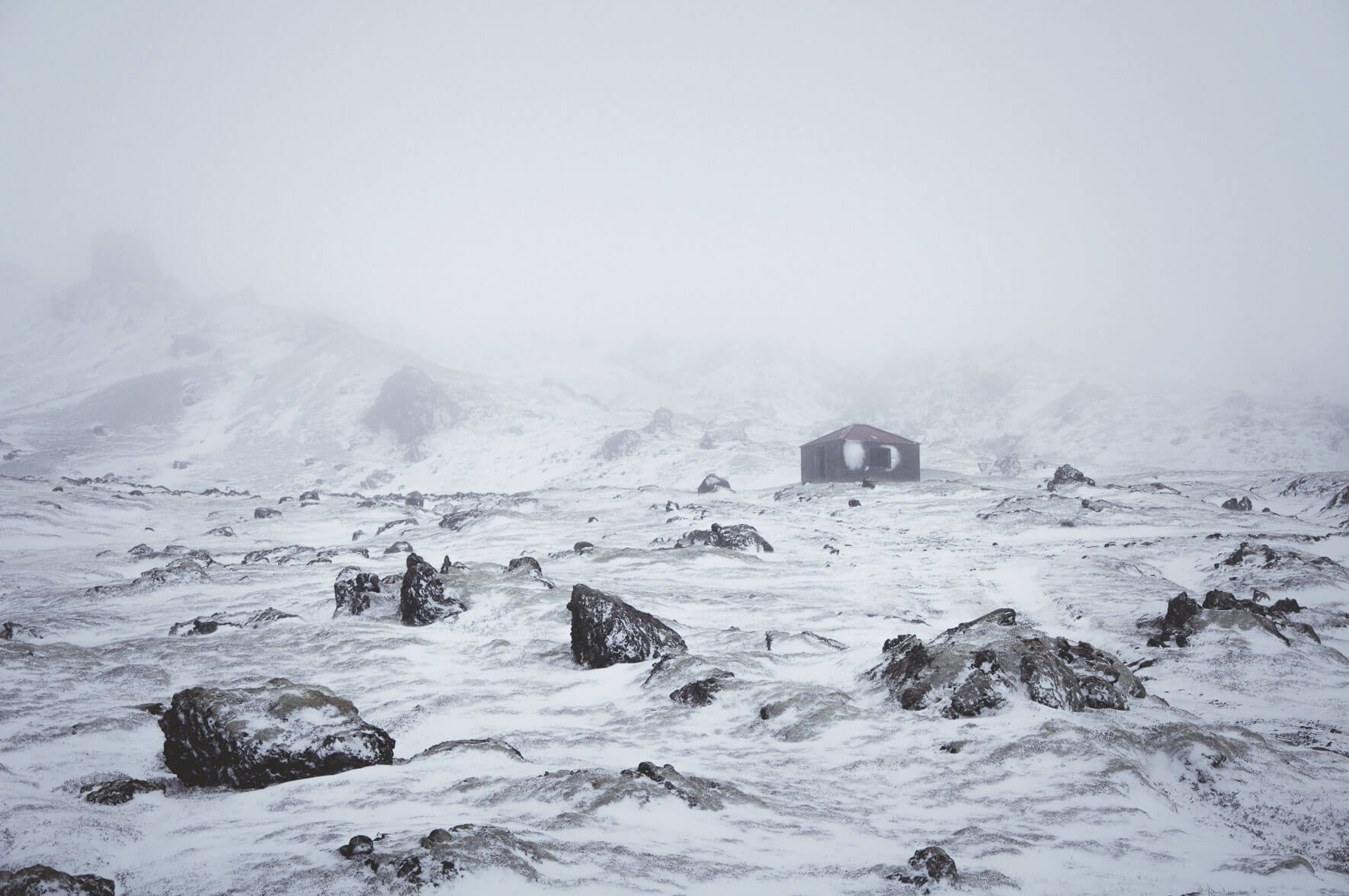 Rescue hut on the Snæfellsnes peninsula in Iceland in Winter