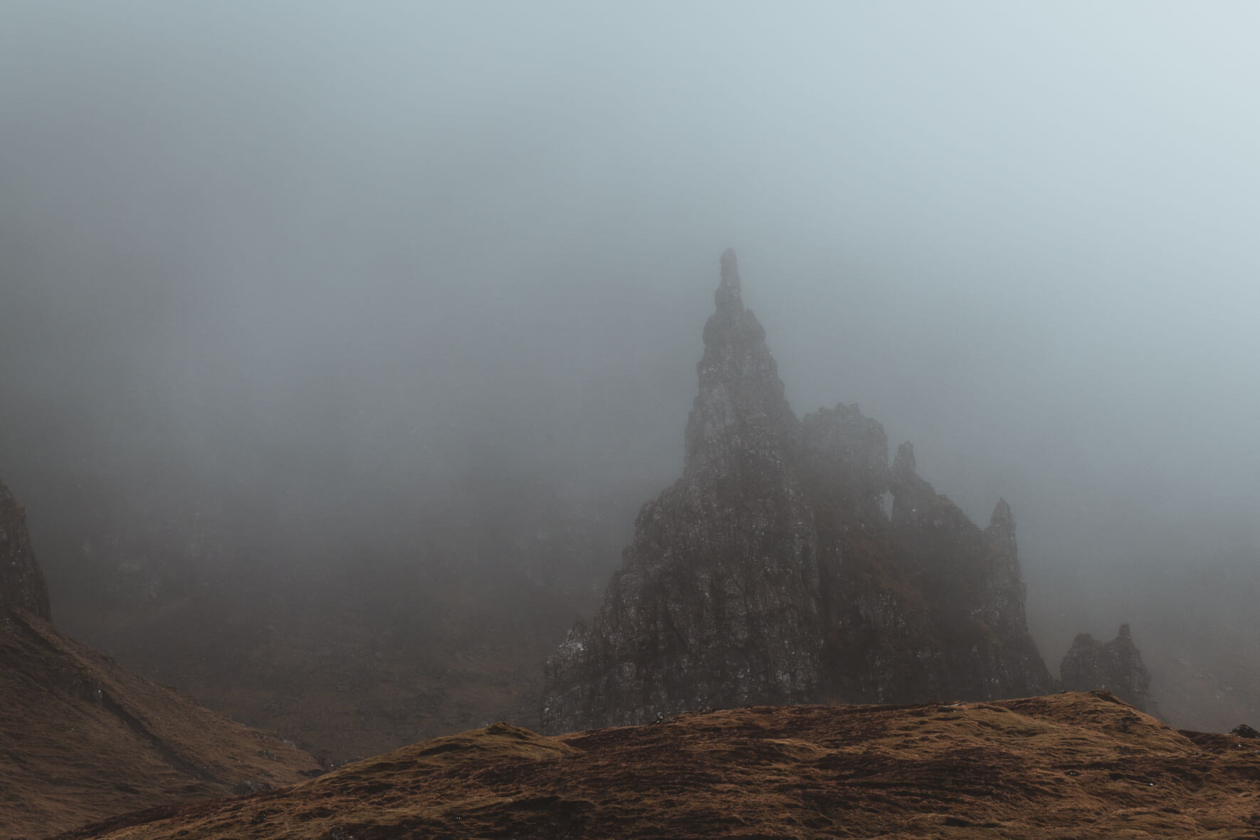 Rock formations at the Old Man of Storr in Scotland